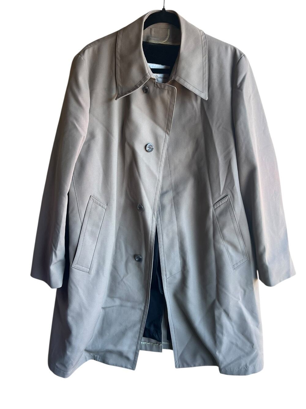 London Fog Vintage Men's Trench Coat DARK TAN Zip Liner Size 42 Reg